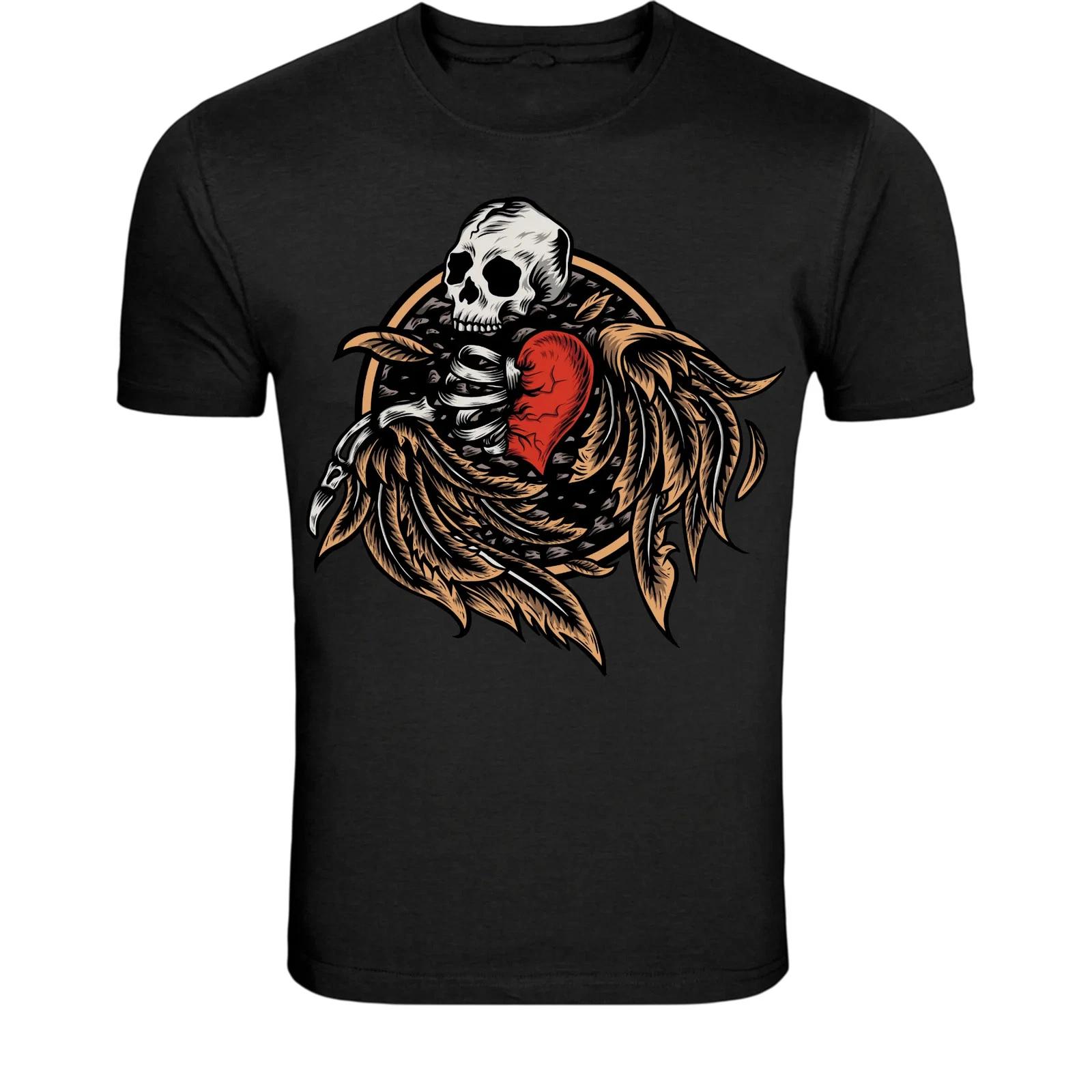 Футболка «Скелет разбитое сердце» - Готическая футболка с графическим принтом «Череп и любовь» S