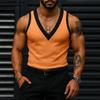 INCERUN Men V Neck Sleeveless Stitching Casual Slim Tank Tops Undershirts