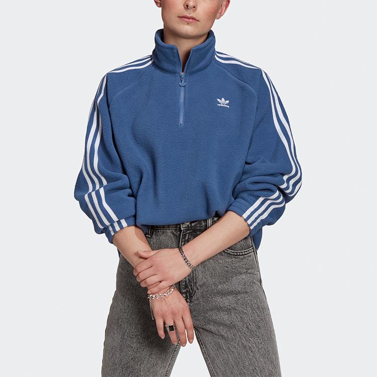 adidas Originals Fleece Hz Sweatshirts Women's Blue Stand Collar Moderate Regular H38867