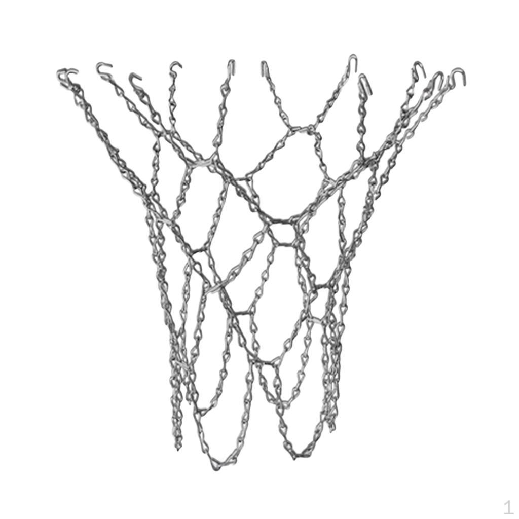 

Heavy Duty Metal Chain Basketball Net for Standard Indoor or Outdoor Hoop Rim Silver