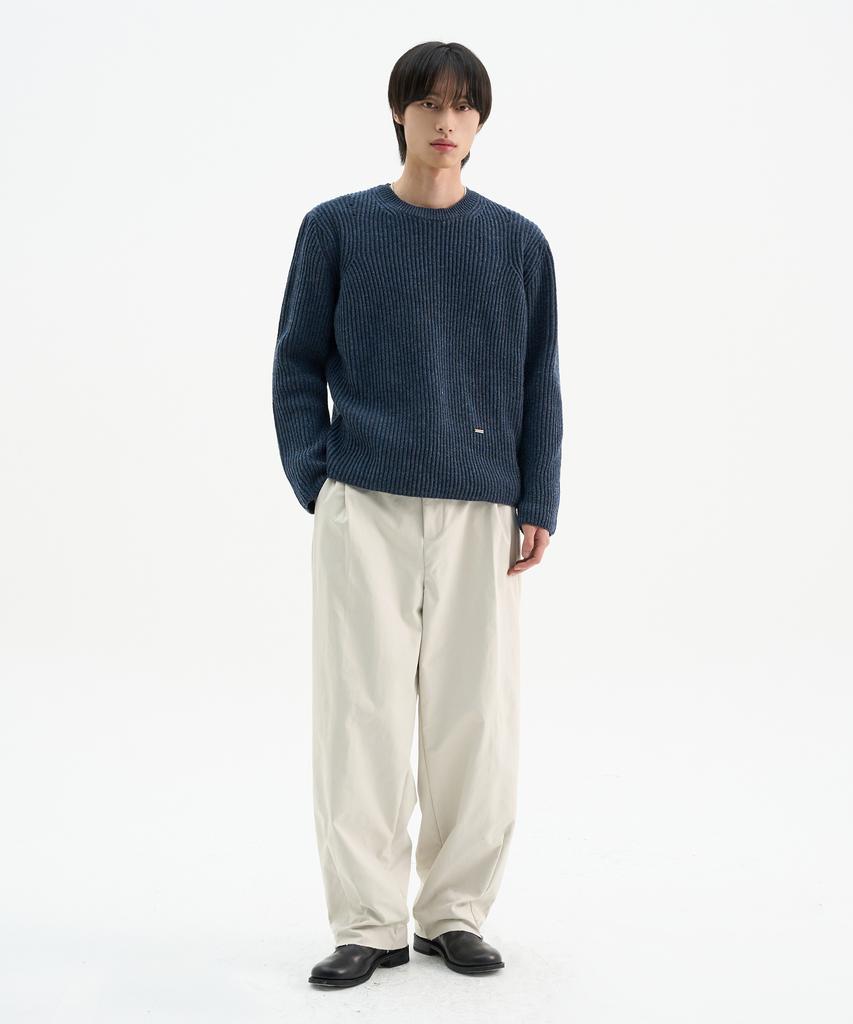 TRIP LE SENS Wool Mixed Color Crop Round Knit_Navy Mix