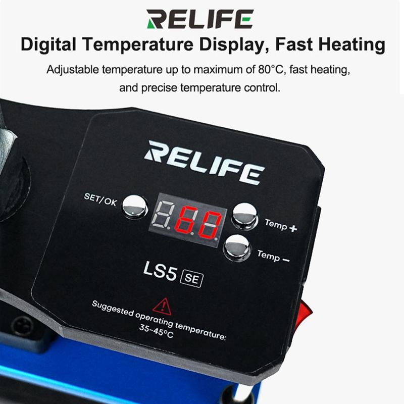 Tavolo a Pressione a Doppia Temperatura RELIFE LS5 SE per Riparazione Cellulari Telaio Riscaldante Cover Posteriore/Strumento di Rinforzo per Pressatura a Caldo Schermo