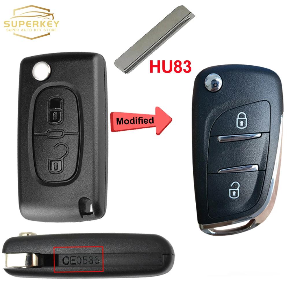 SUPERKEY Aangepaste Afstandsbediening Autosleutel Behuizing Klaphoes Voor Citroen C2 C3 C4 C5 Berlingo Voor Peugeot 207 307 308 407 607 HU83 VA2