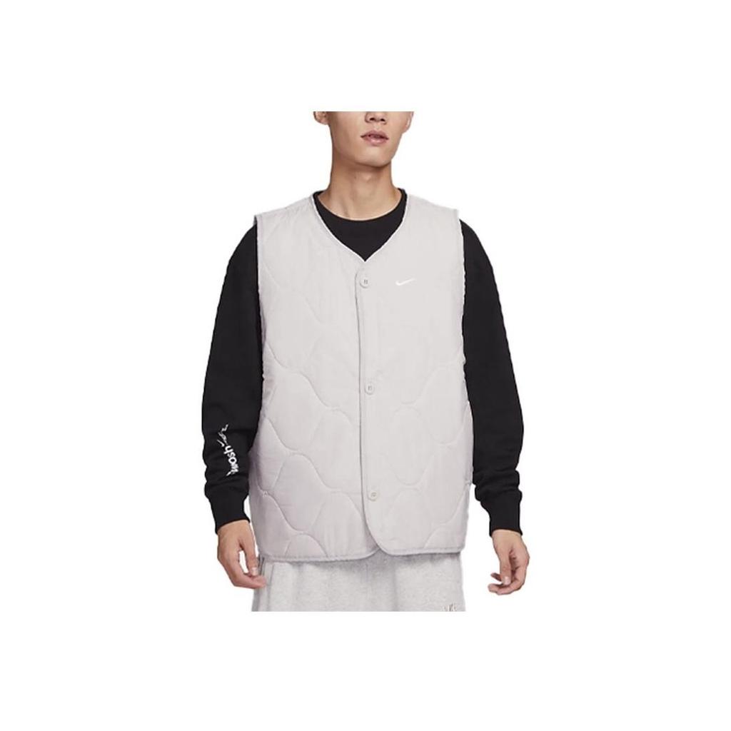 Nike Solid Warm Military Cotton Vest Men Tops Grey White DX0891-012