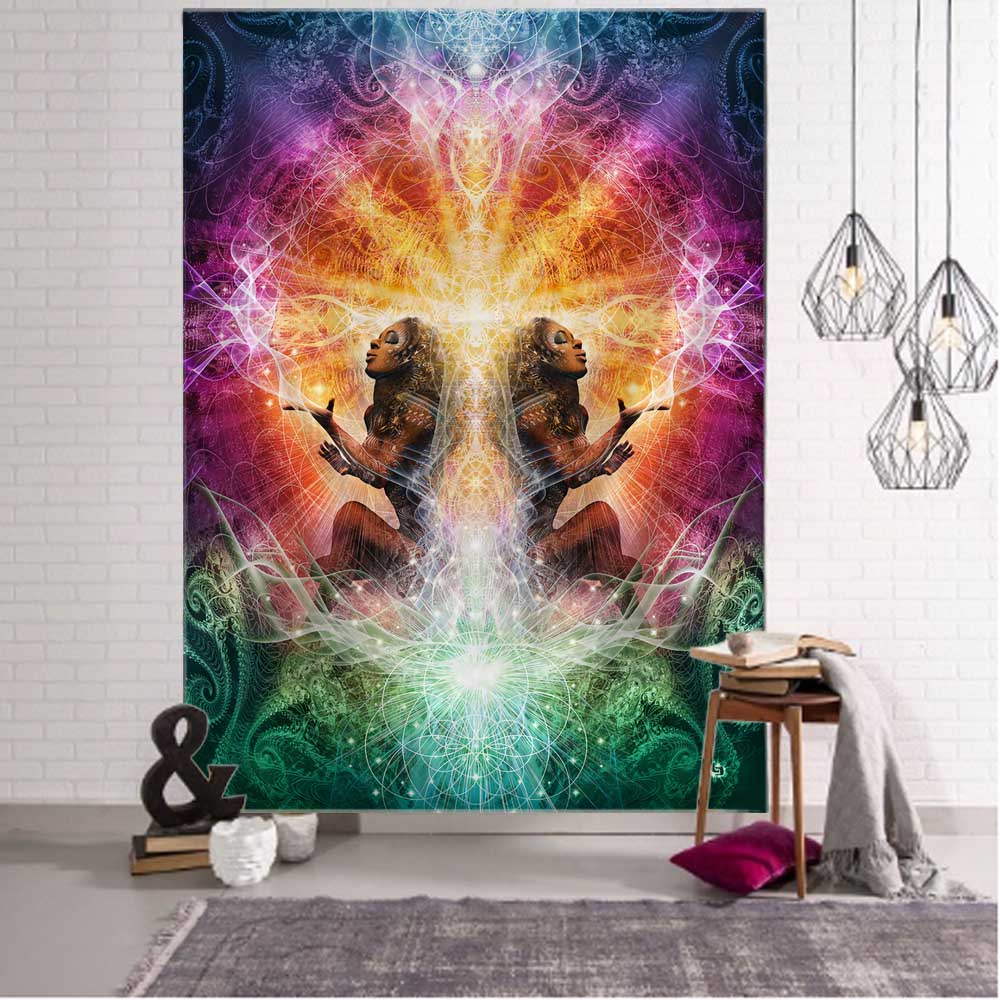 Laeacco японский гобелен с цветением вишни розовый настенное крепление Фудзи гобелен — фото 4