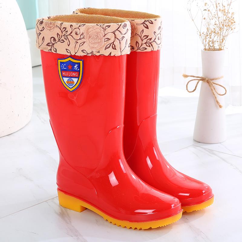 High tube rain shoes water shoes women's adult long tube water boots wear rain boots women's fashion waterproof and non-slip rubber shoes summer