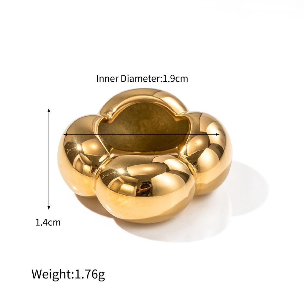 Stylish Texture Finger Jewelry Stainless Steel Waterproof Dome Ring Irregular Bold Chunky Geometric Ring for Girls
