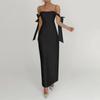 Women Off Shoulder Dress Formal Wedding Evening Dress Slim Maxi Dresses