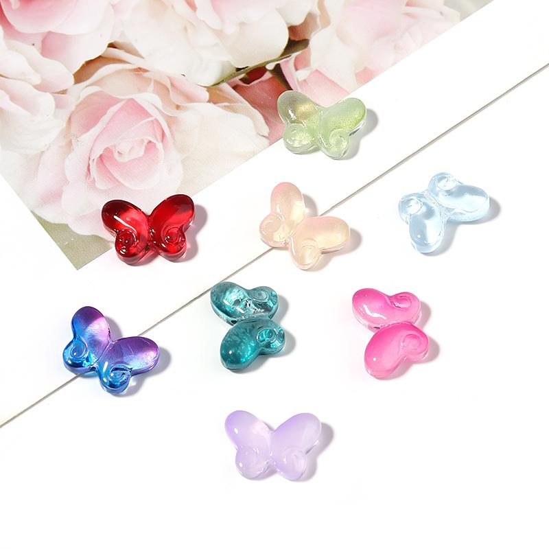 50 Stück Lampwork Perlen Schmetterlingsform Lose Abstandshalter Perlen Für Schmuckherstellung Halskette Armband Ohrring Zubehör Bunte Perlen