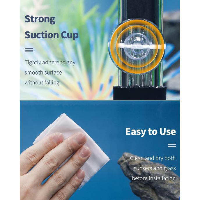 Pawfly 20 Pack Aquarium Suction Cups with Clips and Adjustable Zip Ties Cables Fish Tank Tools for Binding Moss Holding Airline Tubing Decorations