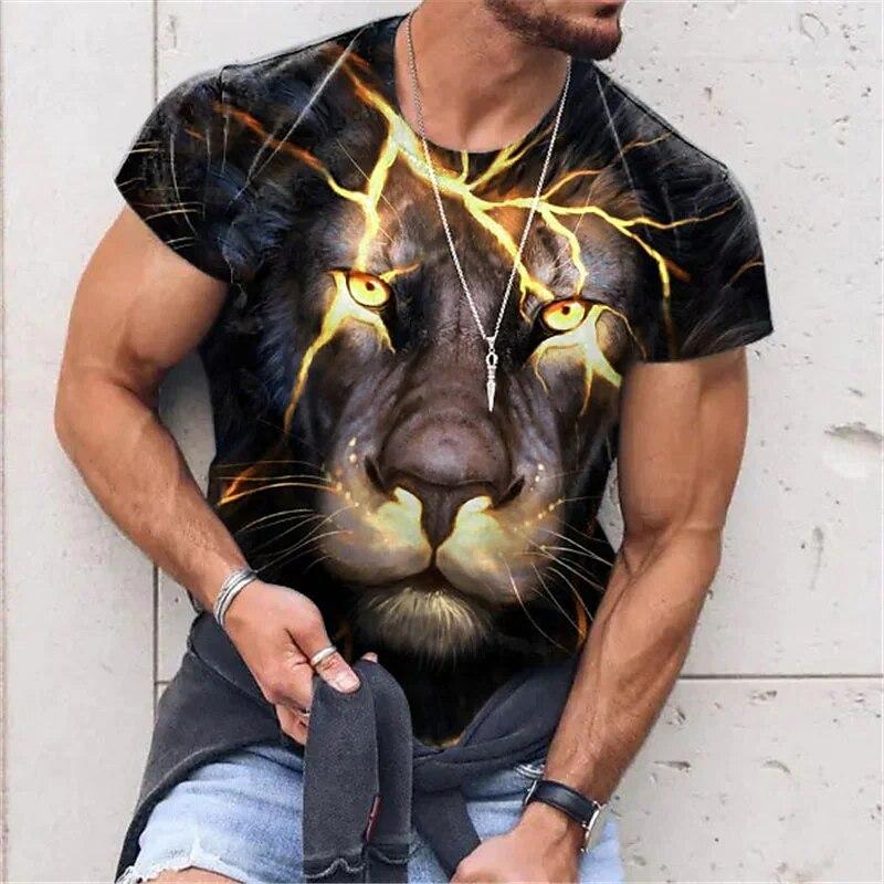 New Men's T-Shirts Animal Wolf 3D Print Summer Round Neck Short Sleeve T Shirt Oversized Tees Harajuku