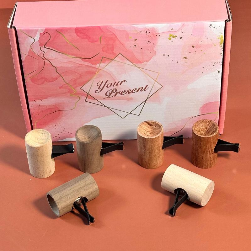 Spherical Wooden Car Essential Oil Diffuser Car Aromatherapy Clip Car Air Freshener Auto Decoration