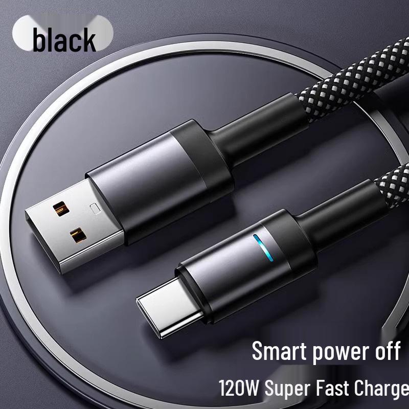 120W Ultra-Fast Type-C Charging & Data Cable with Auto Power-Off for Huawei, Honor, Xiaomi 6A