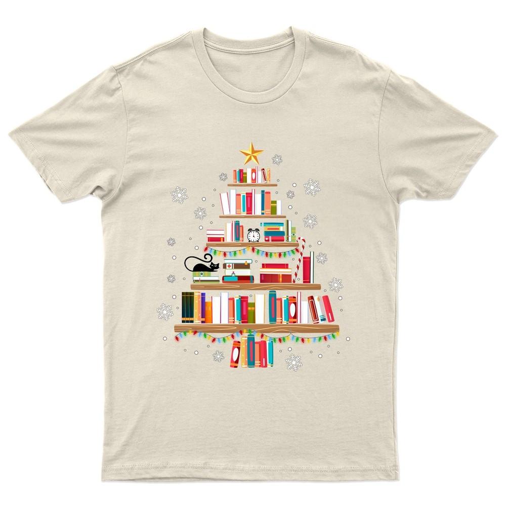 Bookshelf Christmas Reading Holidays TShirt Unisex Gift Retro Funny Unisexs