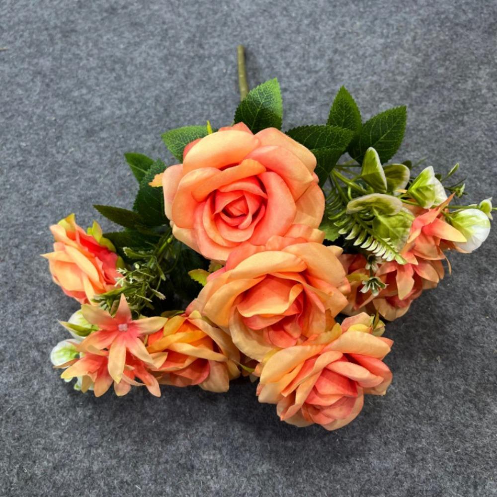

9 Heads Real Happy Rose Flower 9 Colors Photography Photo Gift Natural Simulated Rose Mini Rose Flowers Decorative