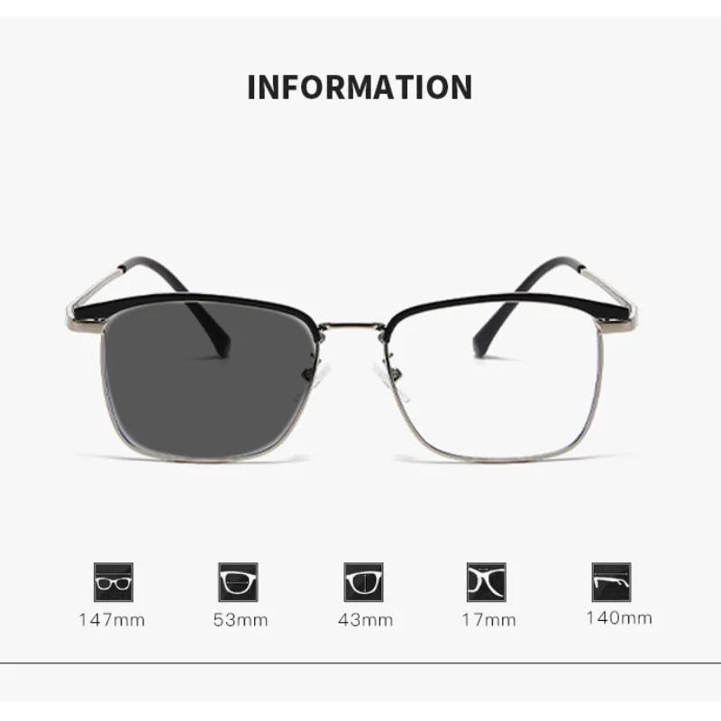 Luxury Photochromic Myopia Glasses Anti Blue Light Short-sighted Sunglasses Unisex Metal Frame To -4 0