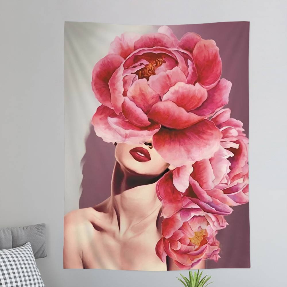Abstract Flowers Girl Colorful Tapestry Wall Hanging Bohemian Wall Tapestries Mandala Wall Hanging Sheets
