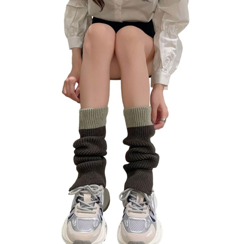 Womens Lolitas Knit Long Socks Flared Leg Warmers Harajuku Booties Socks Winter Warm Ankle Heap Socks