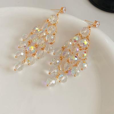 Pendientes de Estilo Tassel de Diamante Dulce de Lujo Ligero
