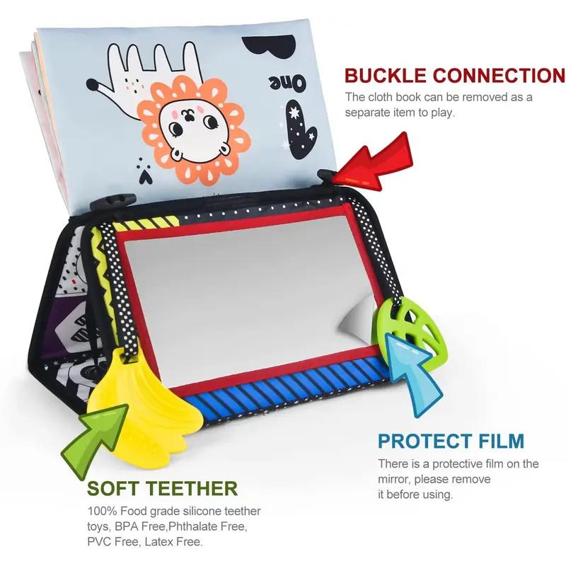 Baby Cloth Book with Distorting Mirror - Soft Cartoon Montessori Toy for Parent-Child Interactive Early Education