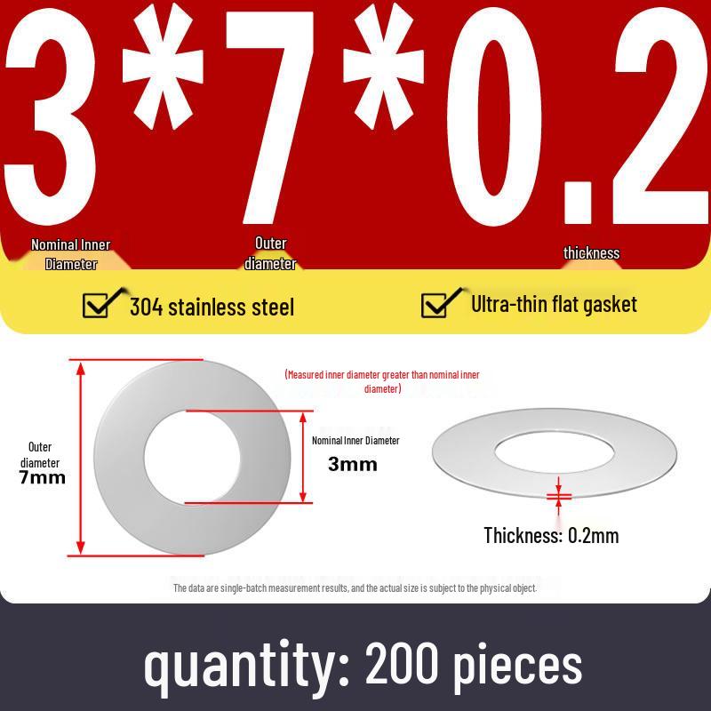 Plochá podložka z nerezové oceli 304 pro nastavení vůle hřídele (0,1/0,2/0,3 mm)