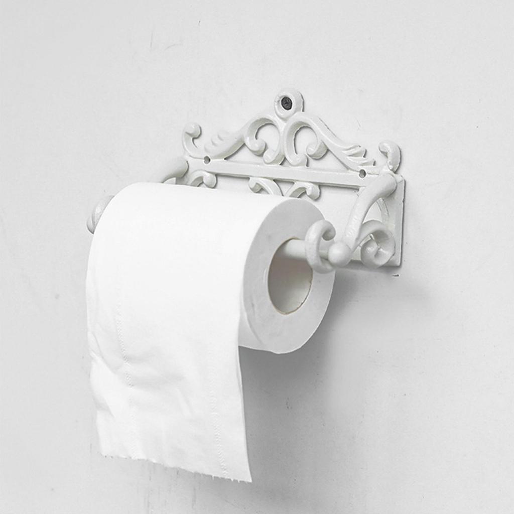 Decorative Iron Toilet Paper Holder/Roll Dispenser, Easy Installation, Retro Towel Holder for