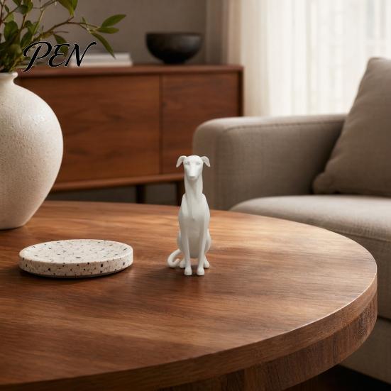 Pet Lover Gift 3D Printed Huibiti Dog Figurine, Simulated Sitting Shape Model, Delicate Hair Compact Sculpture Texture, One-Piece Molding, Mini