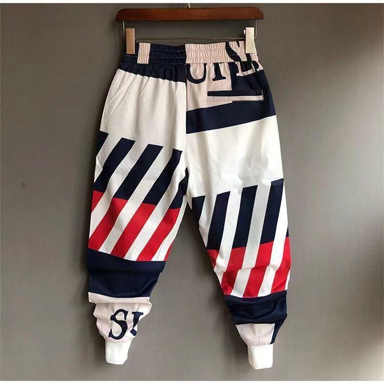 Hikigawa Summer Chic Women Pants Korean Casual Contrast Color Pantalon Femme Patchwork Roupas Femininas