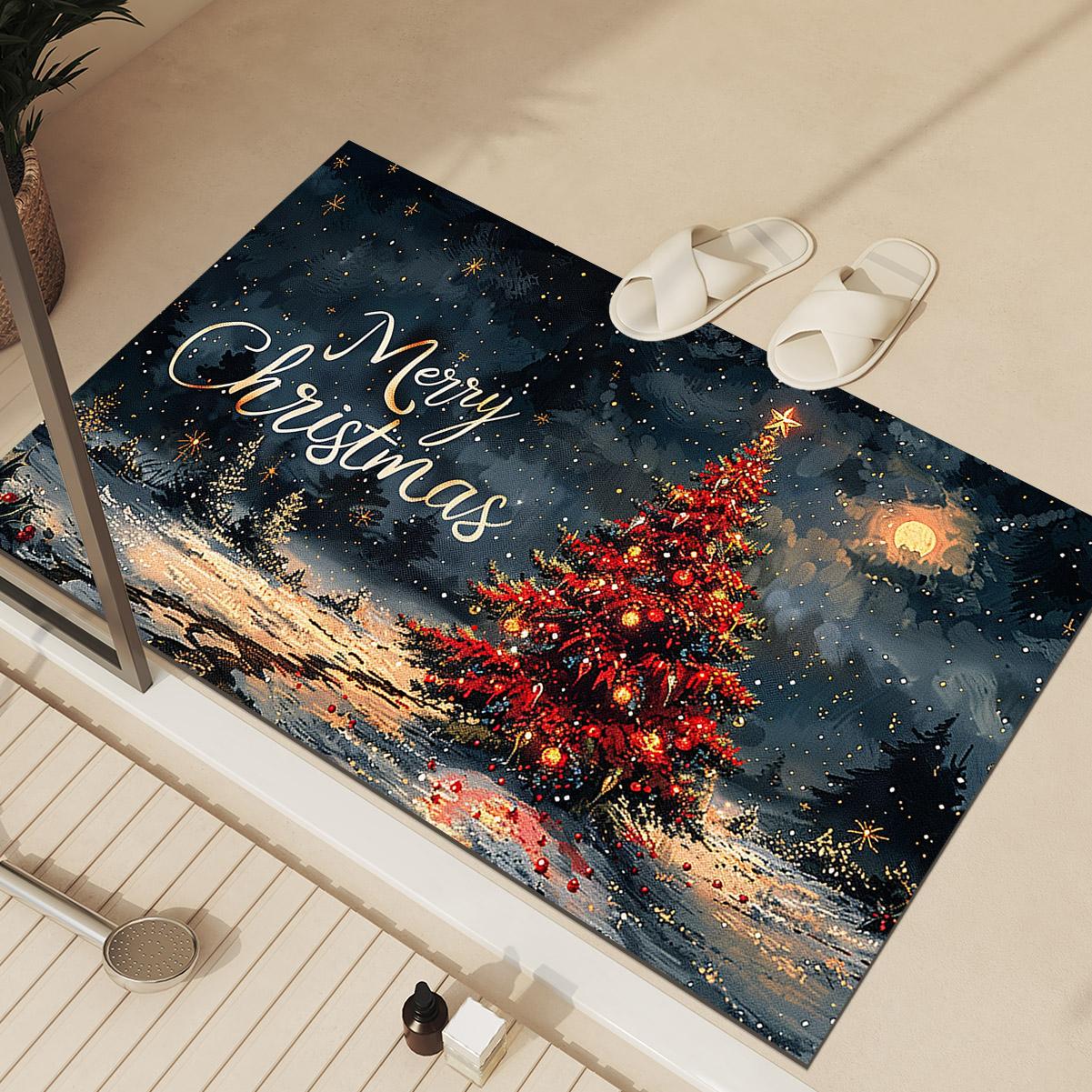 

Счастливого Рождества Коврик для ванной Комнатный ковер Впитывающий Нескользящий Напольный коврик для ног Быстросохнущий Коврик для душа Коврик для туалета Придверный коврик Моющийся 40cmx60cm