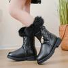 Girls Leather Snow Boots Warm Shoes for Winter Kids Princess Boots with Fur    Sweet Girls Long Boots with Bow