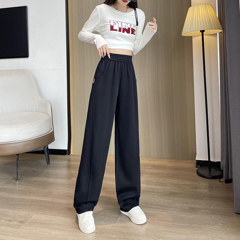Plus Size Women's Pants 200mm Banana Sweatpants Autumn Winter Plus Size American Style Straight Fleece Narrow Wide Leg Pants