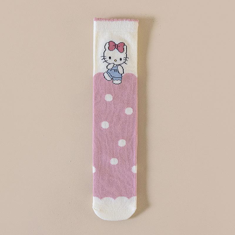 Girls Stockings Cartoon Cute Pink Purple Warm Breathable Comfortable Soft Spring Autumn Winter School Daily Wear