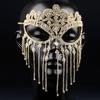 European & American Rhinestone Tassel Mask: Stylish Halloween Party Accessory with Earrings & Headwear