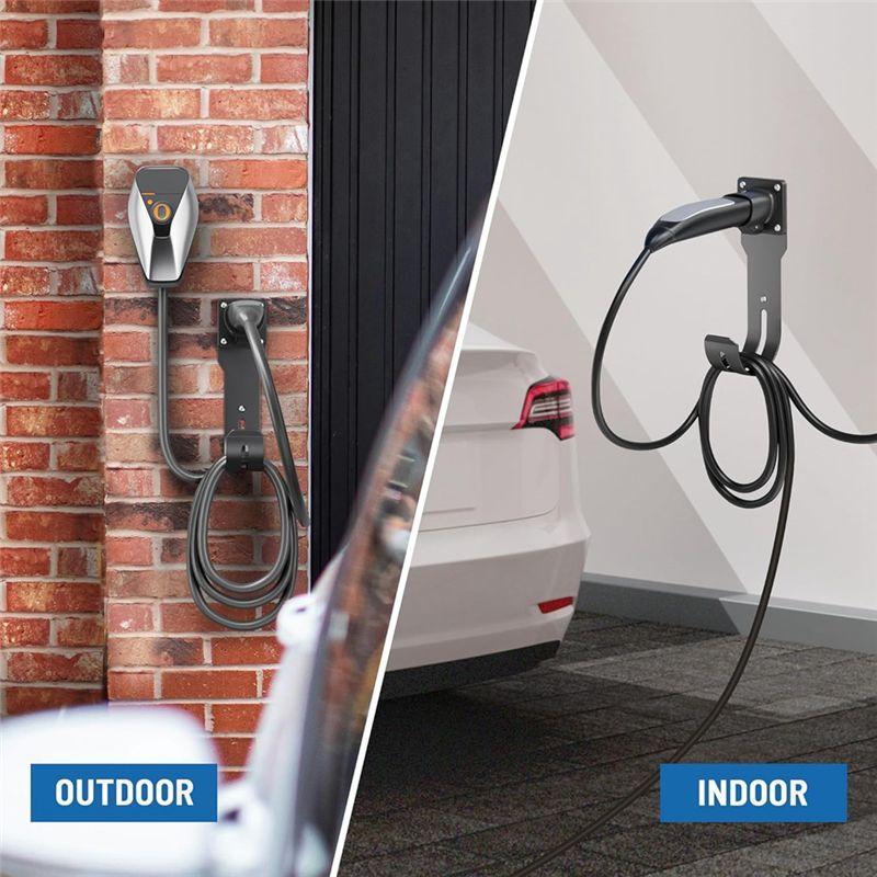 AW-EV Holder Wall Mount Dock & J-Hook For Tesla Model X/Y/3/S, EV Charging Cord Hanger For NACS Connector