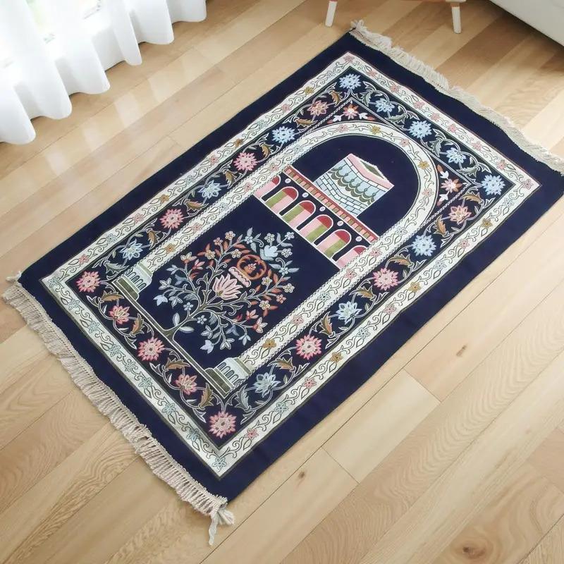 VIKAMA Islamic Prayer Mat, Muslim Prayer Rug With Qibla Compass, Suitable For Prayer, Ramadan, Travel, Home, And Mosque Use.