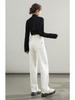 Women's Korean Style High Waist White Denim Pants - Loose Fit, Spring 2026, Creative Wash.
