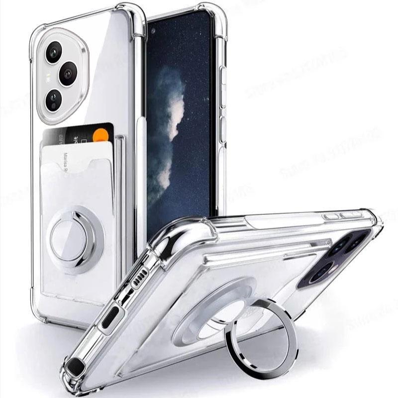 

Противоударный прозрачный чехол с держателем-кольцом-подушкой безопасности для Honor 400 Pro, со слотом для карт, подставкой, мягкая накладка для Honor 400Pro 400 Lite Funda Honor 400 Pro (Global) серебряный