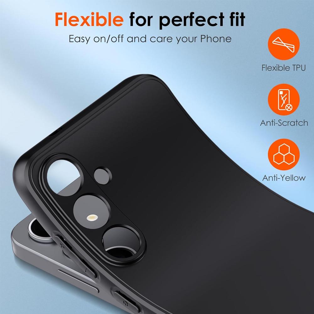 Matte Black Case for Samsung Galaxy S26 Ultra S25 S25FE with Camera Protection Shockproof Ultra Thin Soft Silicone Case