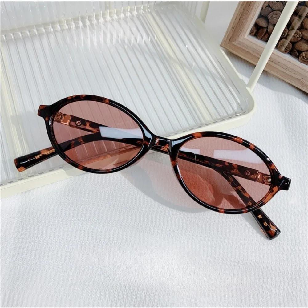 2pcs Women Oval Retro Glasses Y2K Leopard Small Frame GlasseVintage Female Girls Eyewear Decorative Eyeglasses