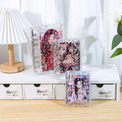 Stylish Transparent PVC Notebook with Colorful Stars - Loose-Leaf Journal Cover (M5/A6/A7)