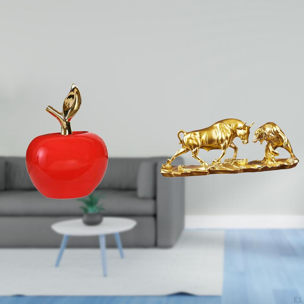 Ceramic Bull Figurine Sculpture Modern Artwork Home Decoration Fruit Statue Chinese Cattle Ornament