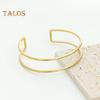 2 Pcs Women Bracelets Double-layer Open Adjustable Polished Anti-slip Exaggerated Style Solid Color Metal Arm Cuffs Lady Jewelry