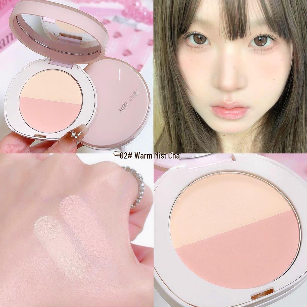 SweetMint Dual-Color Setting Powder: Long-Lasting, Translucent, Brightening, Natural Finish, with Oil Control and Portable Design.