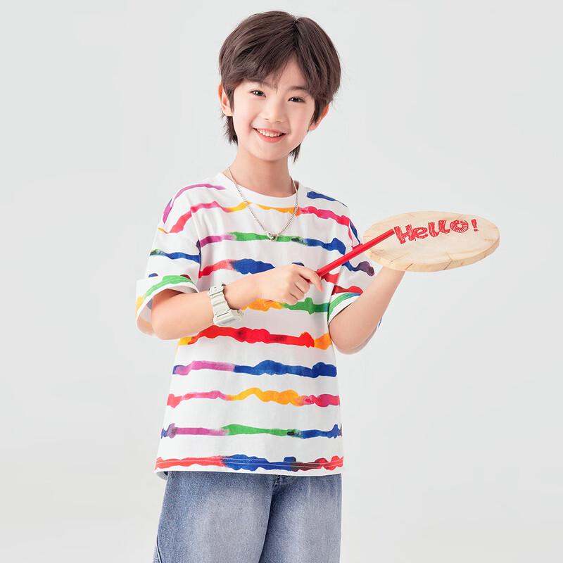 Boys' Tie-Dye Rainbow Stripe Cool-Touch Cotton T-Shirt
