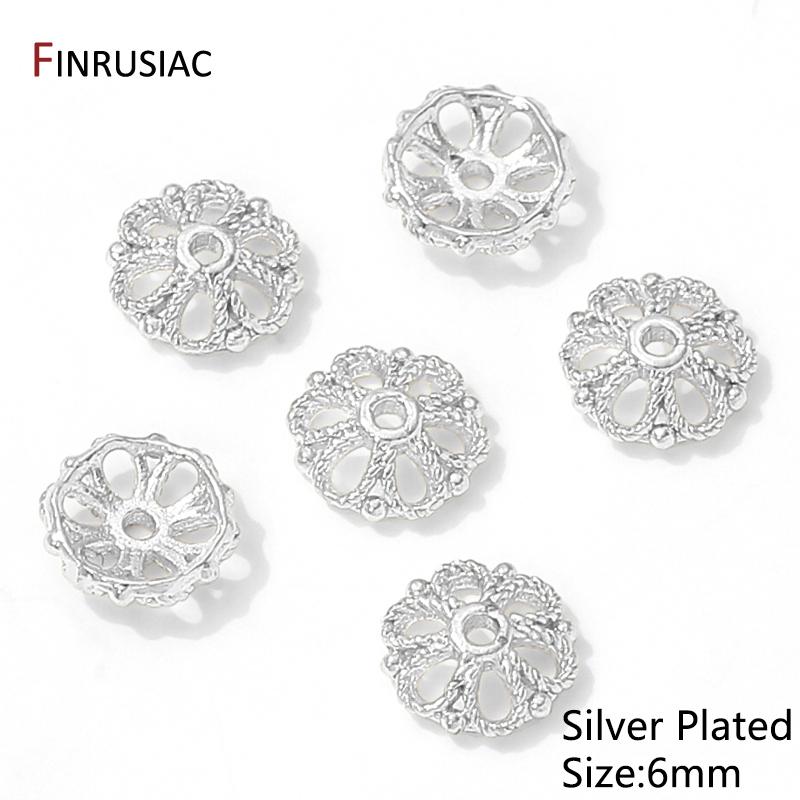 14/18K Gold Plated Brass Hollow Round Bead Caps,Flower Bead Caps For Bracelet Necklace Making Accessories,DIY Jewelry Materials
