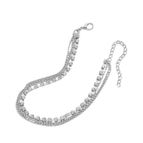 Bijuterii pentru gleznă pentru femei, cu mai multe straturi, decor cu strasuri, lungime reglabilă, lustruită, pentru gleznă, cadou pentru aniversare.