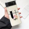 Flower Letters S Fashion Phone Case For Samsung Galaxy Z Flip 3 4 5 6 7 Hard Folding Z Flip4 Clear PC Cover Protector Gift