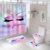 Girly Rose Gold Eyelash Makeup Shower Curtain Waterproof Toilet Cover Non-Slip Bath Mat Rug Carpet Toilet Seat Bathroom Sets