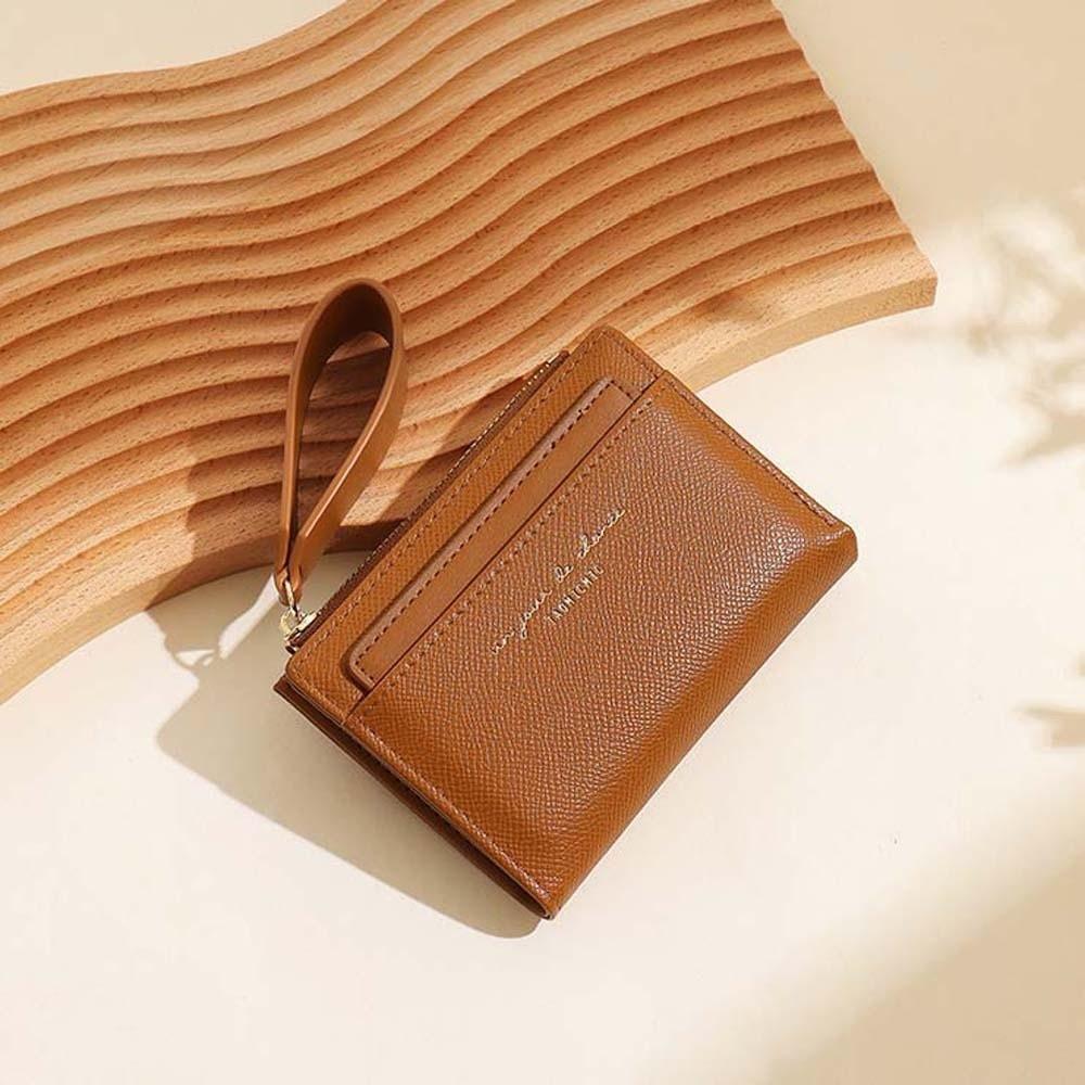 Portable Solid Color Card Bag Multiple Card Lady Short PU Purse Women Folding Wallet Business