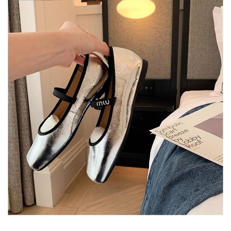 

Хуэйчжоу женская обувь квадратный носок туфли-лодочки с ремешком на подъеме небольшой внутренний каблук балетки Мэри Джейн женские 34